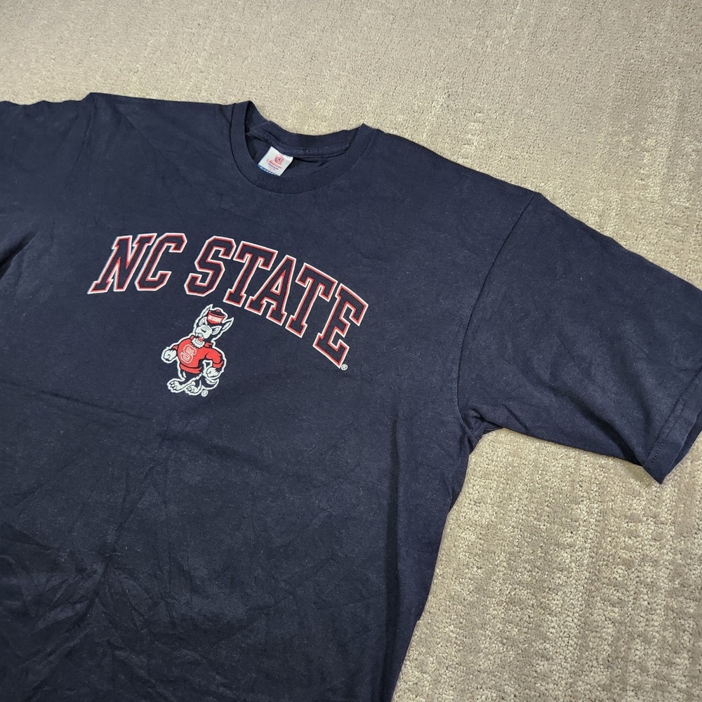 NC State Wolfpack Shirt Men XL American Threads USA Made Black Cotton Tee